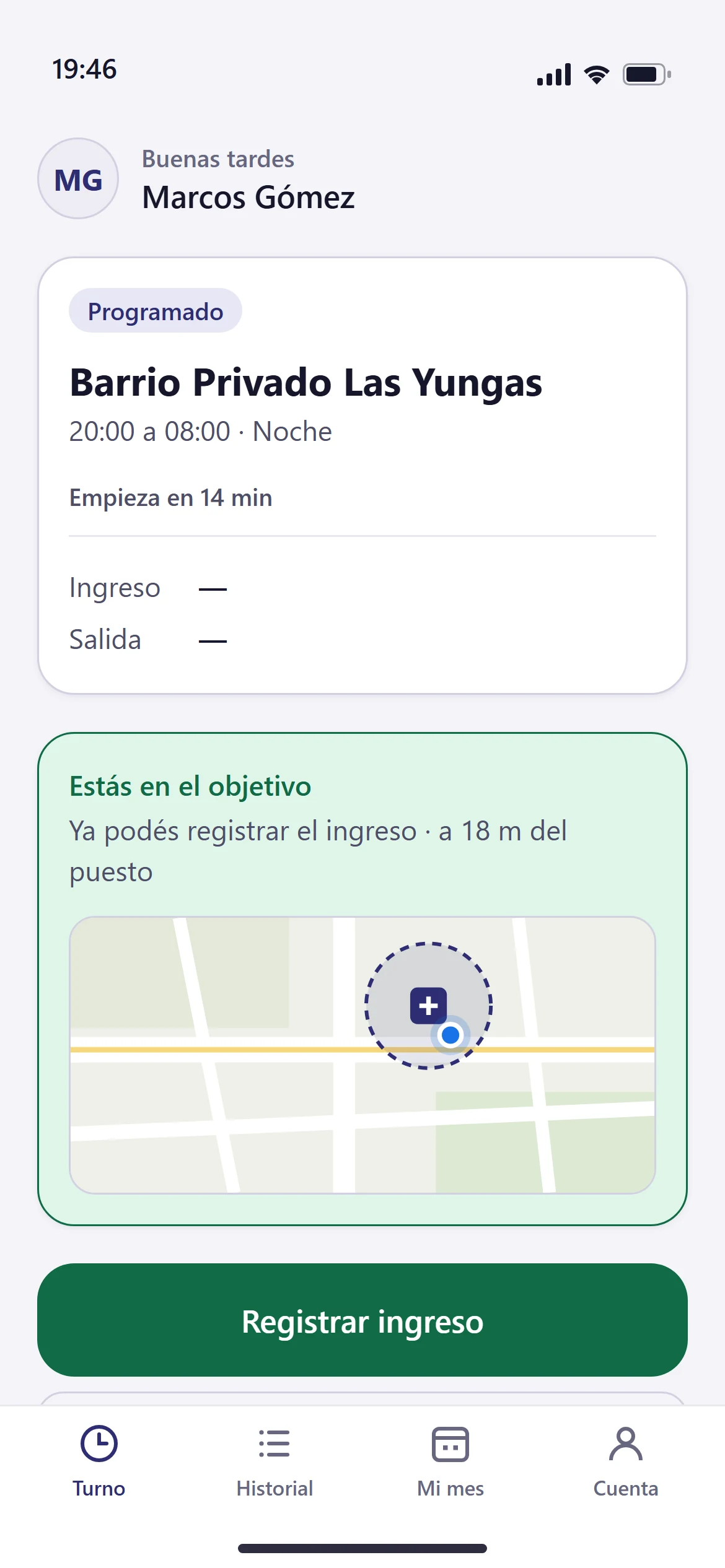 App: ingreso con geocerca